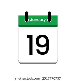 January 19. Calender icon. Vector illustration.