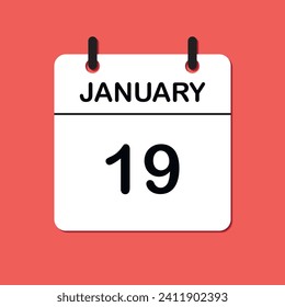 January 19.  Daily Calendar icon for design. Simple design for business brochure, flyer, print media, advertisement. Easily editable.