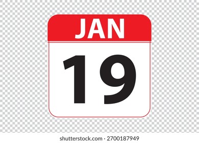 January 19 dates calendar icon. simple and modern calendar icon on white background.