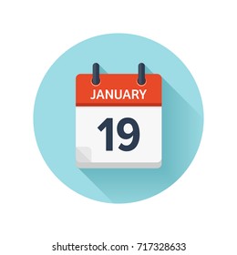 January 19. Vector flat daily calendar icon. Date and time, day, month 2018. Holiday. Season.