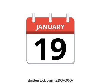 Januar, 19. Kalendersymbol, Vektorsymbol