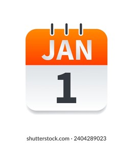 January 1st calendar icon isolated on white background