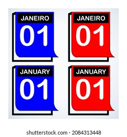 January 1st Calendar Icon On Colored Background