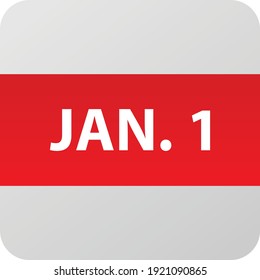 1. Januar Date Icon, einzelne Tage Vektorgrafik moderne flache Stil. Kalenderelement für Webdesign, Zeitplan, Planer, Organisator. 