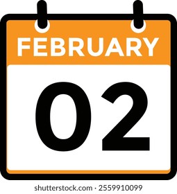 January 2 Calendar Day or Calender Date for Deadlines or Appointment. Calendar vector icon. Deadline. Date.