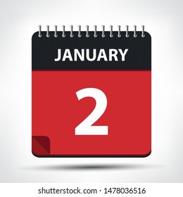 January 2 - Calendar Icon - Calendar design template - Business vector illustration.