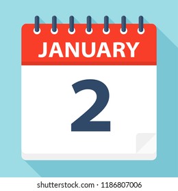 January 2 - Calendar Icon - Vector Illustration