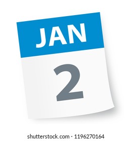 January 2 - Calendar Icon - Vector Illustration