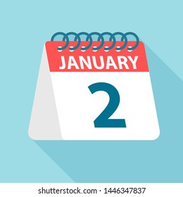 January 2 - Calendar Icon - Vector Illustration