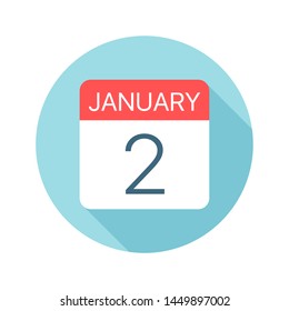 January 2 - Calendar Icon - Vector Illustration