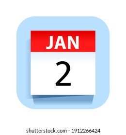 January 2. Calendar Icon. Vector Illustration.