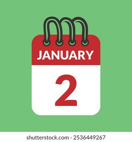 January 2 Calendar icon vector illustration.