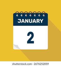 2. Januar Kalender-Symbol, Vektorgrafik mit Design