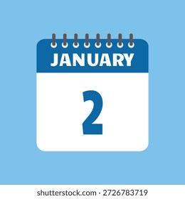 Enero 2 Calendario Icono Vector Página Mes Diseño