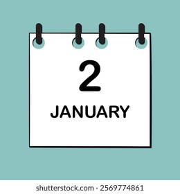 January 2. Daily Calendar icon for design. Simple design for business brochure, flyer, print media, advertisement. Easily editable.