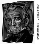 January 20, 2015: A vector illustration of a portrait of the eleventh President of the USA  James K. Polk on a engraved background. 