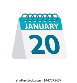 January 20 - Calendar Icon - Vector Illustration