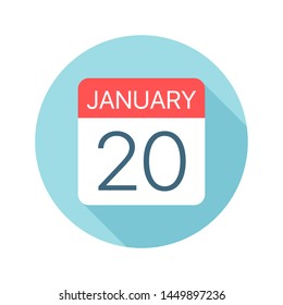 January 20 - Calendar Icon - Vector Illustration