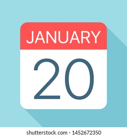 January 20 - Calendar Icon - Vector Illustration