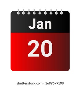January 20 - Calendar Icon - Vector Illustration