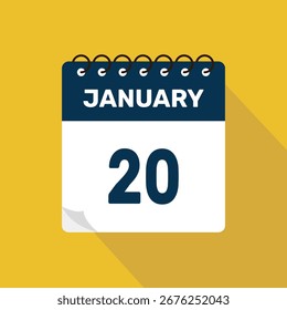 january 20 calendar icon vector illustration with design