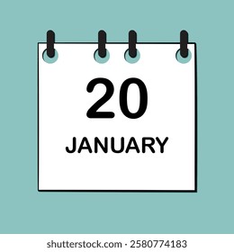 January 20. Daily Calendar icon for design. Simple design for business brochure, flyer, print media, advertisement. Easily editable.