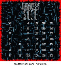 january 2010 abstract calendar, vector art illustration