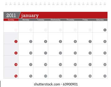 January 2011 Calendar