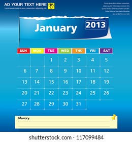 January 2013 calendar vector illustration