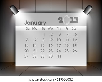 January 2013 calender. EPS 10.