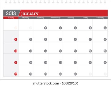 january 2013-planning calendar