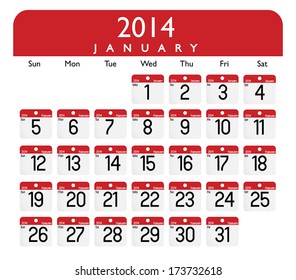 January 2014 Calendar Vector.