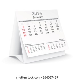 january 2014 - calendar - vector illustration