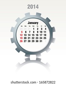 January 2014 - calendar - vector illustration