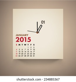 January 2015 Calendar Clock Design Vector 