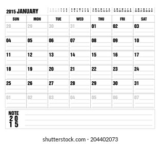 January 2015 -planning calendar / Calendar to schedule monthly - January 2015 