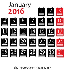 January 2016 Calendar