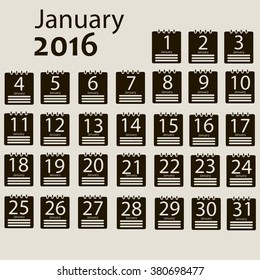 January 2016 Calendar