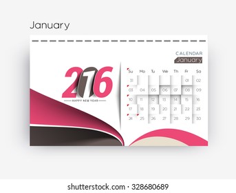 January  2016 calendar design.