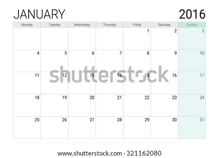 January 2016 calendar (or desk planner)