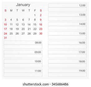 January 2016.Calendar planner 2016.Calendar vector template.