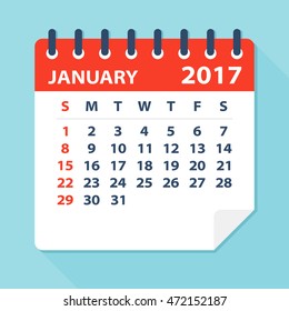 January 2017 calendar - Illustration