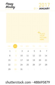 January 2017 calendar with space for picture (or text)