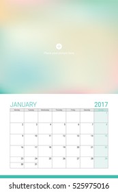 January 2017 calendar with space for your picture