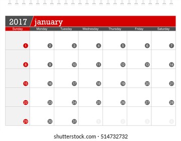 January 2017 Planning Calendar