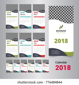 January 2018. Calendar for 2018 Year. Vector Design Print Template with Place for Photo. Week Starts on Monday