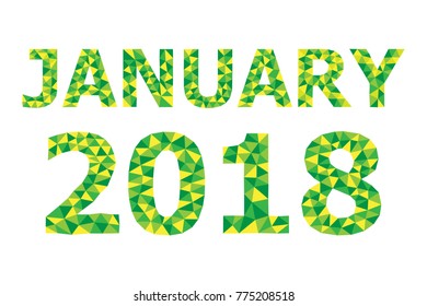 January 2018 with polygon design for business brochure and template