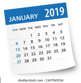 January 2019 Calendar Leaf - Illustration. Vector Graphic Page