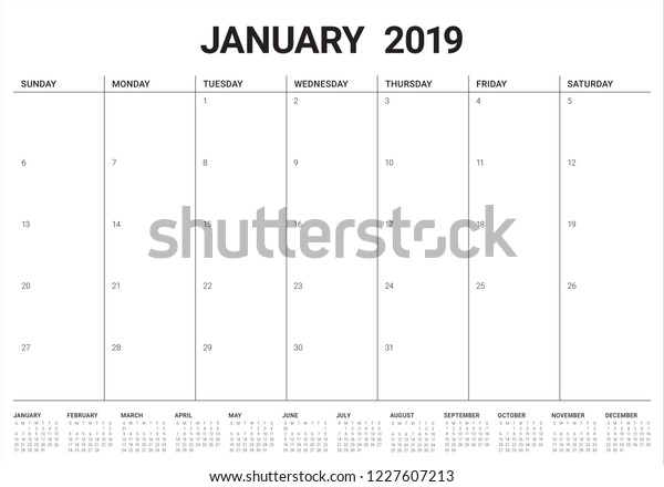 free january 2019 desktop calendar