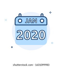 January 2020 calendar icon thin line minimal design vector illustration